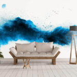 Wall murals Blue powder explosion on a white background