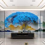 Wall murals Tree with blue leaves