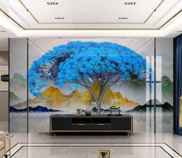 Wall murals Tree with blue leaves Wall murals Tree with blue leaves