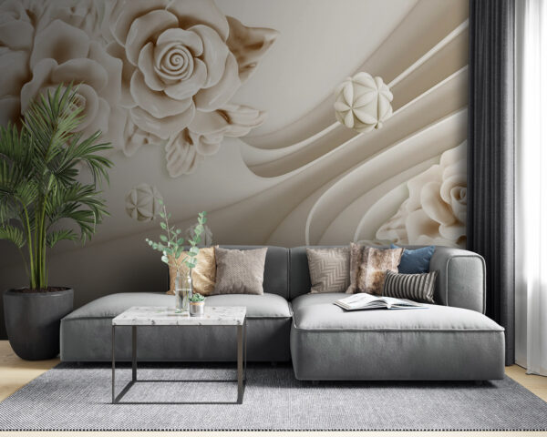 Wall murals White roses and white waves Wall murals White roses and white waves