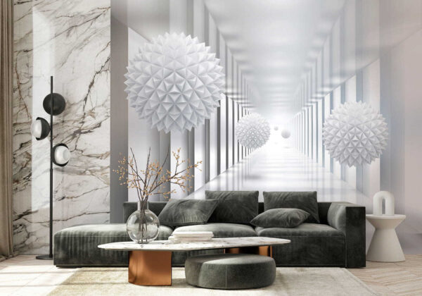 White sphere with triangles Wall murals White sphere with triangles