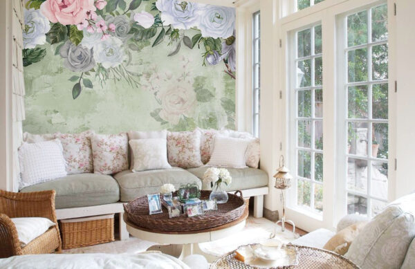 Wall murals Floral elegance on a soft backdrop Wall murals Floral elegance on a soft backdrop