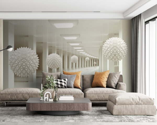 White sphere with triangles Wall murals White sphere with triangles