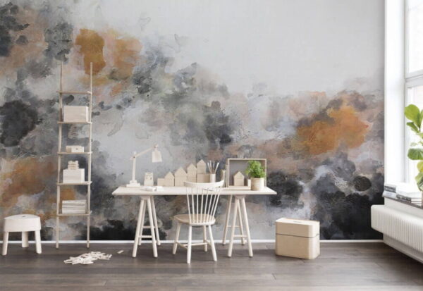 Wall murals Painting of a cloud of black and brown colors Wall murals Painting of a cloud of black and brown colors