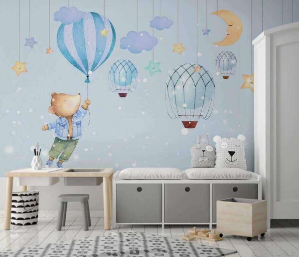 Wall murals Cartoon bear holding a balloon Wall murals Cartoon bear holding a balloon