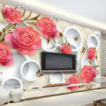 Wall murals Roses and butterflies in harmony.