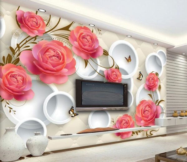 Roses and butterflies in harmony Wall murals Roses and butterflies in harmony