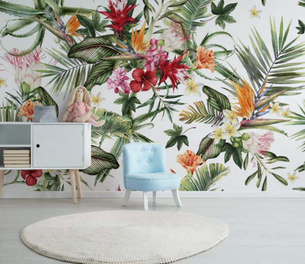 Wall murals Pattern of flowers and leaves Wall murals Pattern of flowers and leaves