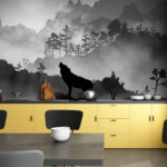 Wall murals Wolf howling at the moon