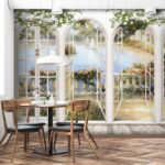 Wall murals Scenic view through arched doors.