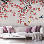 Wall murals Blue bird flying in the air