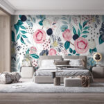 Wall murals Pattern of flowers and leaves