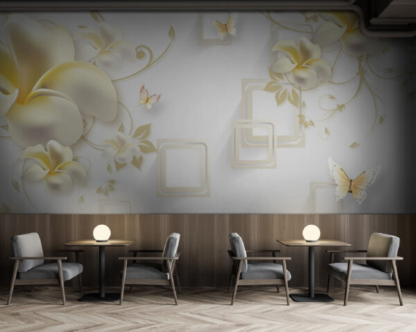 Wall murals Wallpaper with flowers and butterflies Wall murals Wallpaper with flowers and butterflies