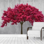 Wall murals Vibrant pink blossoms against concrete.
