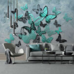 Wall murals Blue butterfly with black spots