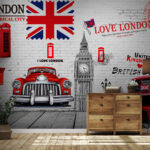 Wall murals Red double decker bus