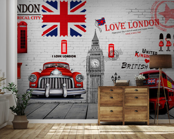 Red double decker bus Wall murals Red double decker bus