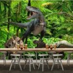 Wall murals Group of dinosaurs in a forest