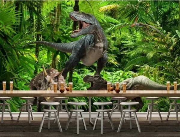 Wall murals Group of dinosaurs in a forest Wall murals Group of dinosaurs in a forest