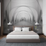 Wall murals White marble floor with columns