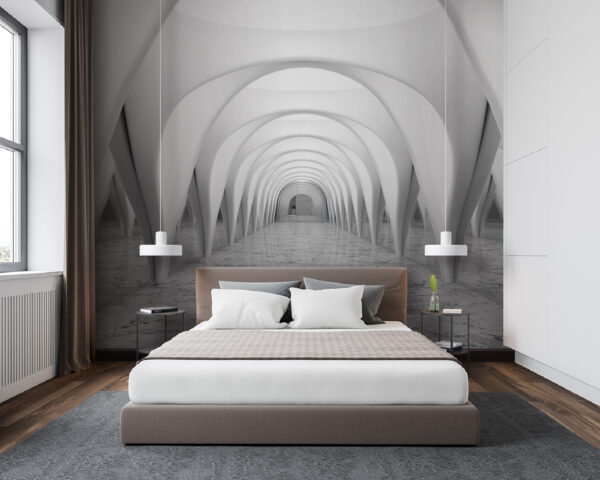 White marble floor with columns Wall murals White marble floor with columns