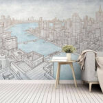 Wall murals Drawing of a city