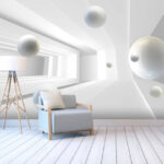 Wall murals White balls in a room