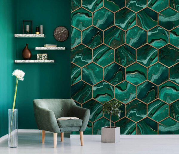Wall murals Artistic hexagonal pattern in rich tones Wall murals Artistic hexagonal pattern in rich tones