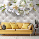 Wall murals Group of white flowers on a white background