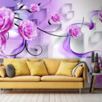 Wall murals Purple roses and flowing water harmony.