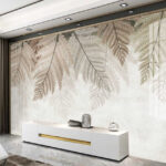 Wall murals Delicate fern design on textured background.