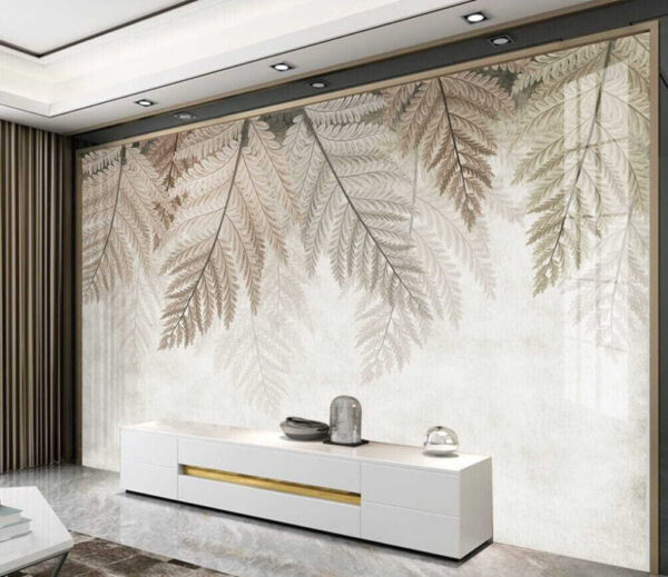 Delicate fern design on textured background Wall murals Delicate fern design on textured background