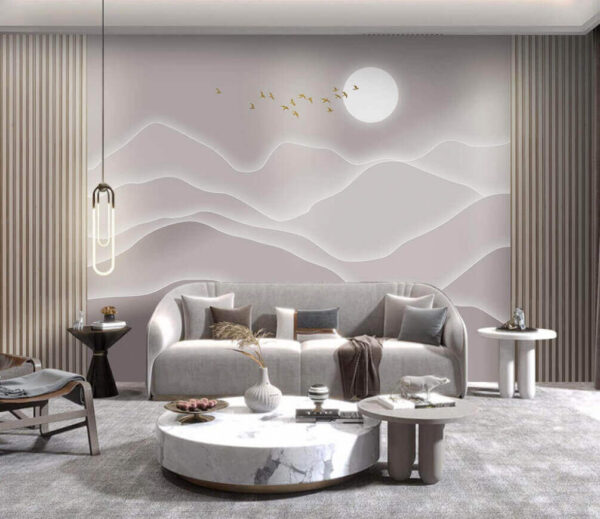 Wall murals Group of birds flying over mountains Wall murals Group of birds flying over mountains