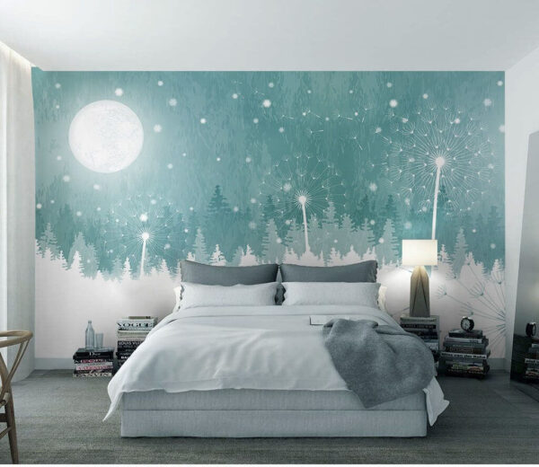 Wall murals Moon over a snowy forest Wall murals Moon over a snowy forest