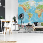 Wall murals Map of the world with different flags