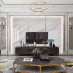 Wall murals White marble with brown veins