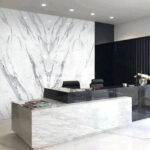 Wall murals White marble surface with black lines