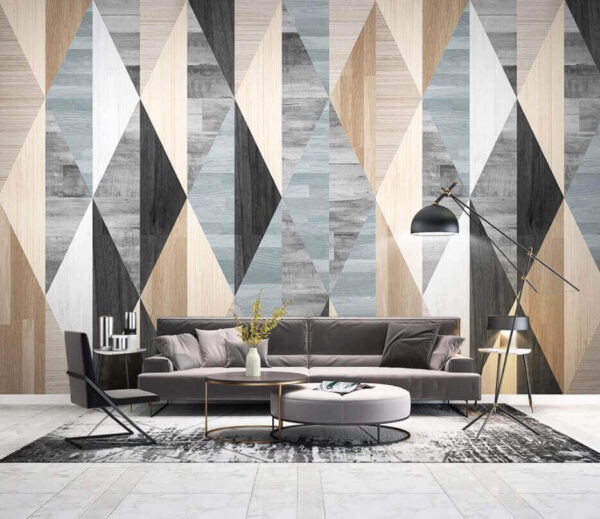 Wall murals Pattern of wood and diamond shapes Wall murals Pattern of wood and diamond shapes
