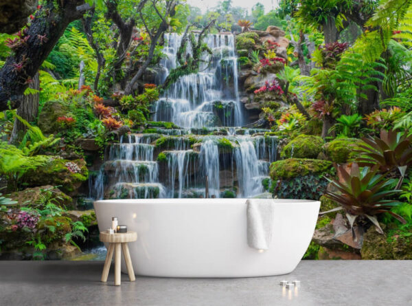 Waterfall in a garden Wall murals Waterfall in a garden