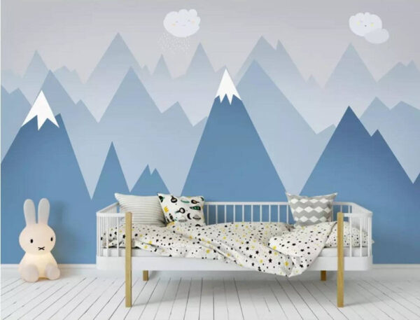 Wall murals Mountain range with a cloud and a cloud above it