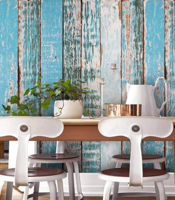 Weathered blue wooden fence texture Wall murals Weathered blue wooden fence texture