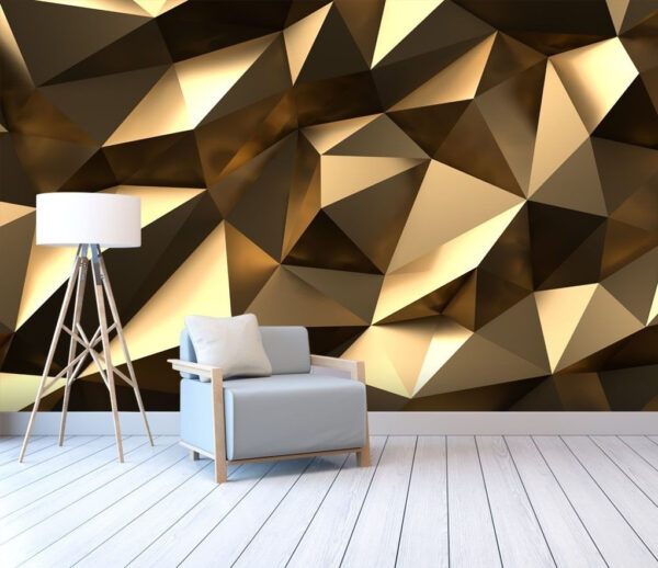Faceted geometric pattern in bronze Wall murals Faceted geometric pattern in bronze