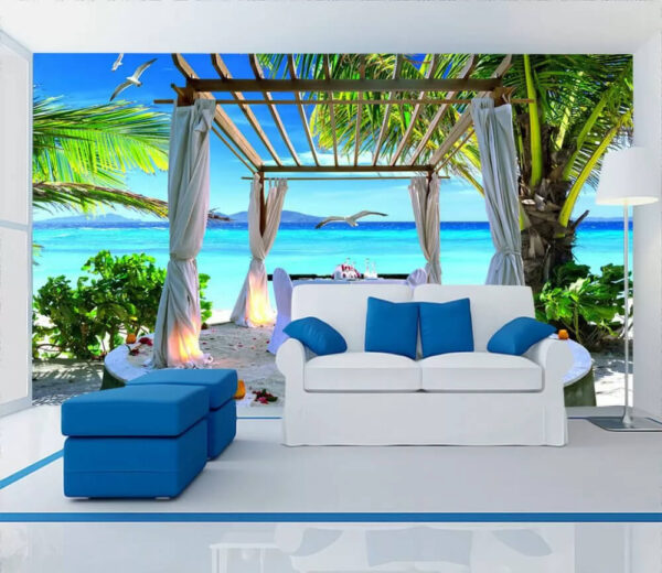 Wall murals Table set up on a beach Wall murals Table set up on a beach