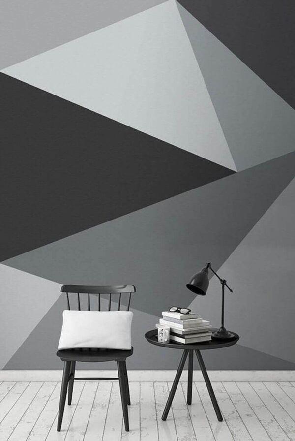 Wall murals Grey and white triangle pattern Wall murals Grey and white triangle pattern