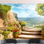 Wall murals Pot with red flowers