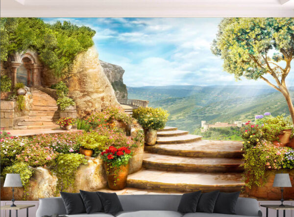 Pot with red flowers Wall murals Pot with red flowers