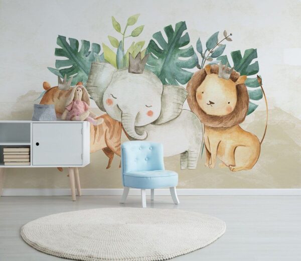 Wall murals Group of animals with crowns Wall murals Group of animals with crowns