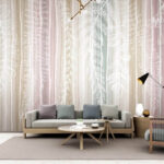 Wall murals Delicate leaves on pastel background.