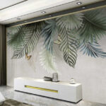 Wall murals Butterflies flutter among leafy branches.