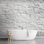 Wall murals White brick wall texture detail.